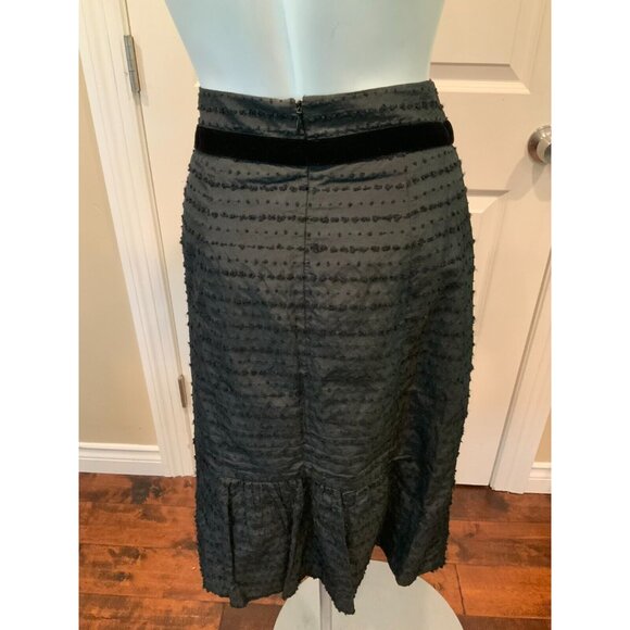 Nanette Lepore Black Knubby Body Pencil Skirt w/ Velvet Trim, Size 6 - Picture 6 of 7